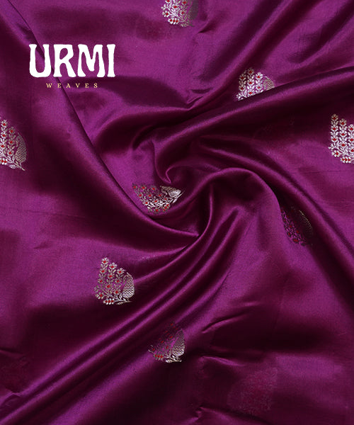 VIOLET & BLUE - PURE RAW MANGO SILK HANDLOOM  SAREE