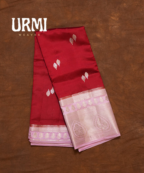 RED & PINK - PURE RAW MANGO SILK HANDLOOM SAREE