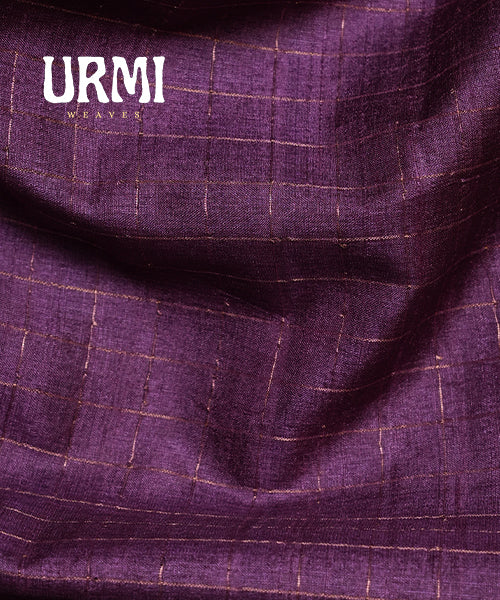 VIOLET - PURE TUSSAR SAREE WITH HAND BLOCK PRINT BORDER