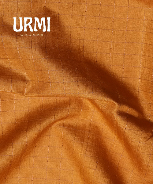 YELLOW - PURE TUSSAR SAREE WITH HAND BLOCK PRINT BORDER