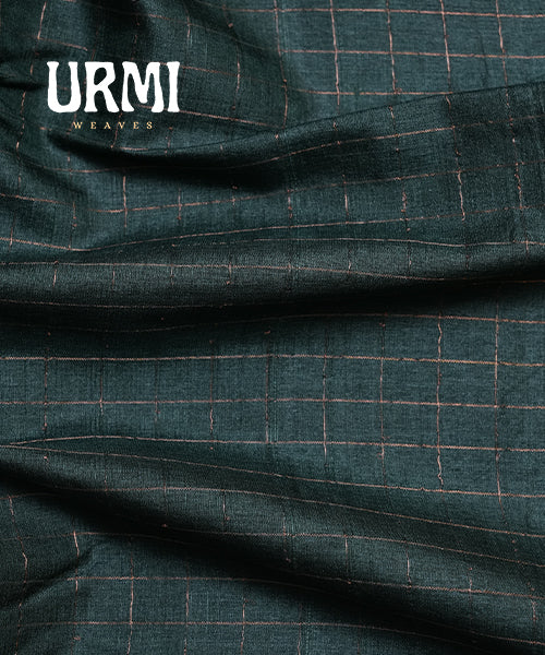 OLIVE GREEN - PURE TUSSAR SAREE WITH HAND BLOCK PRINT BORDER