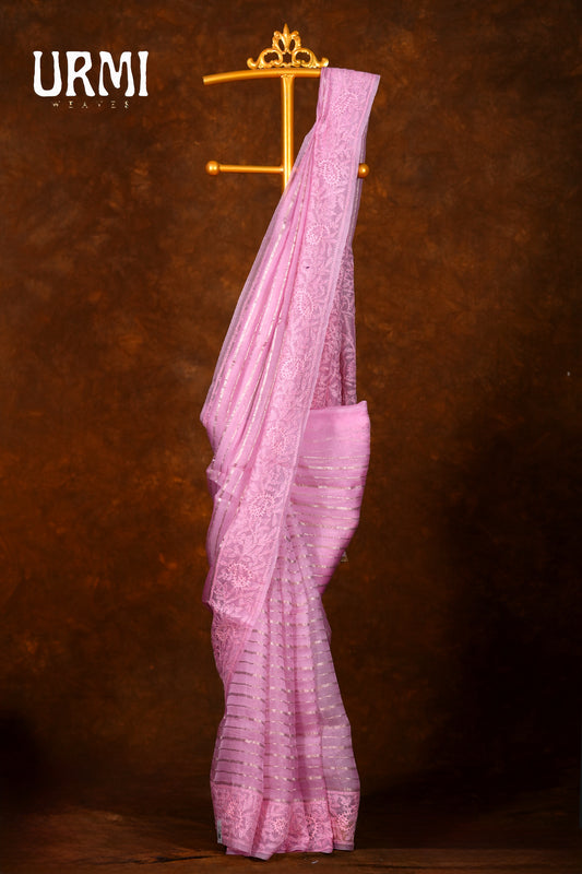 KORA ORGANZA SAREE-BABY PINK