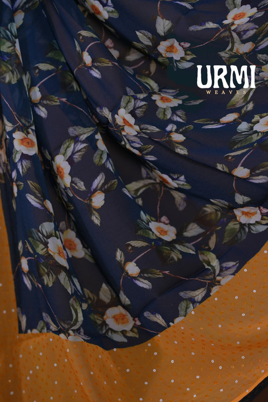 PURE CRAPE GEORGETTE- PEACOCK BLUE