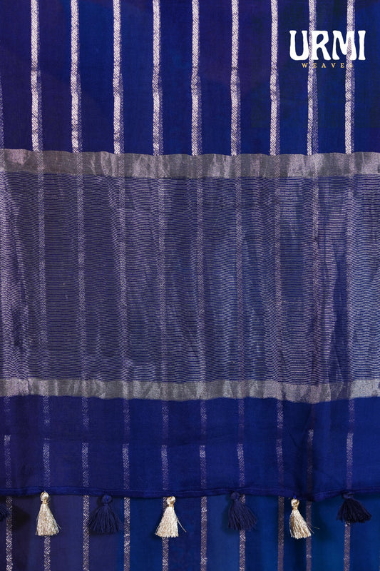 PURE KORA ORGANZA SAREE- NAVY BLUE