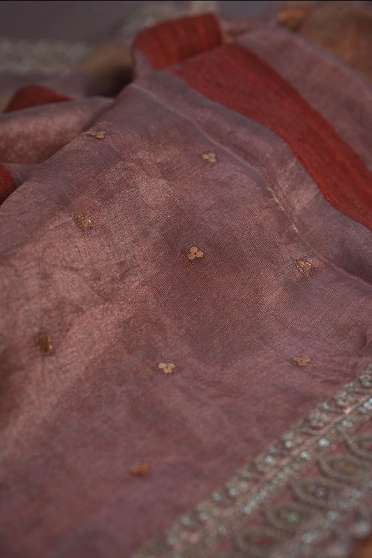 PARTY WEAR TISSUE KORA SAREE