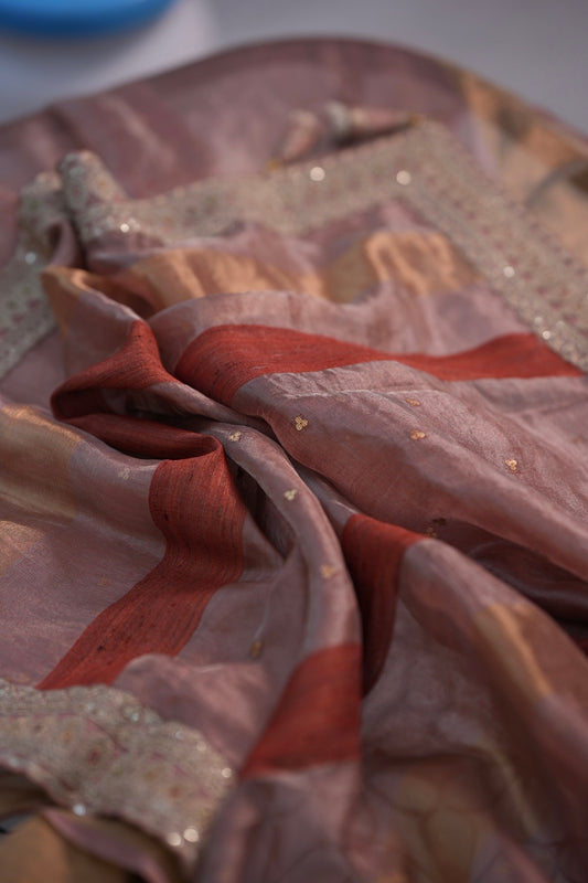 PARTY WEAR TISSUE KORA SAREE