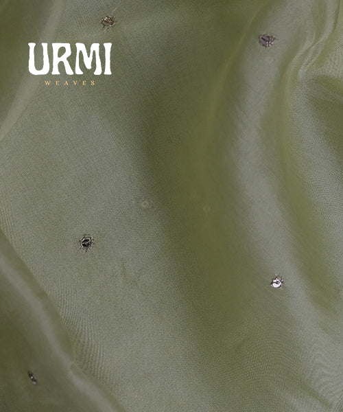 PISTA GREEN - PURE HANDLOOM ORGANZA SAREE