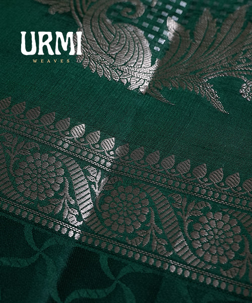 GREEN & RED - PURE HANDLOOM BENARASI SILK SAREE