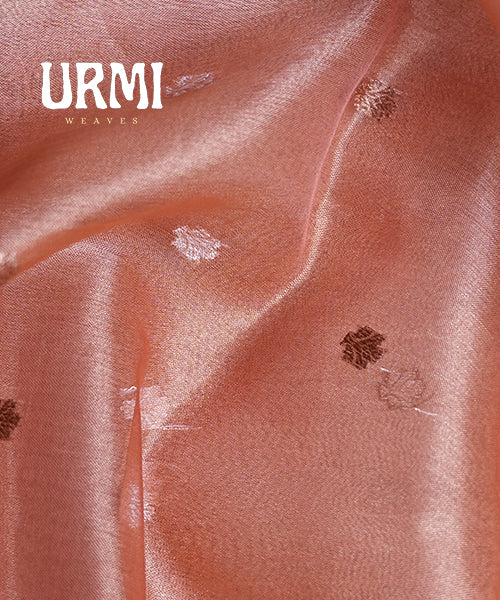 PEACH - PURE BENARAS IKTARA TISSUE SAREE
