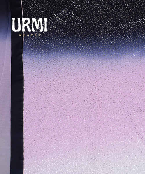 PINK & BLACK - PURE HANDLOOM GEORGETTE WORK SAREE