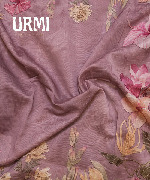 PURE SILK COTTON SAREE WITH ALLOVER DIGITAL PRINT & ZARI BORDER