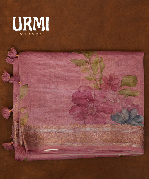 PINK - PURE TISSUE PATTU SAREES WITH ALLOVER DIGITAL PRINT