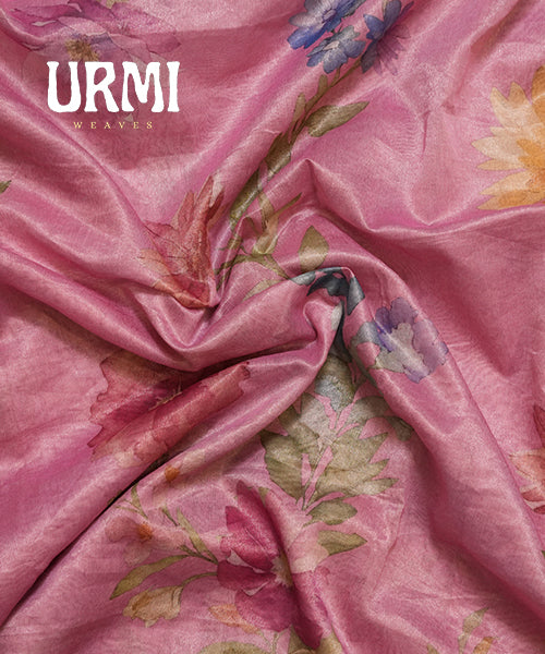 PINK - PURE TISSUE PATTU SAREES WITH ALLOVER DIGITAL PRINT