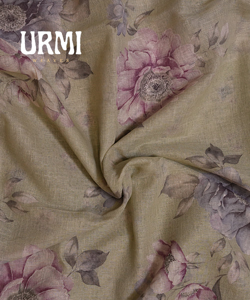 PURE LINEN SAREE WITH ALLOVER DIGITAL PRINT – Lightweight & Comfortable