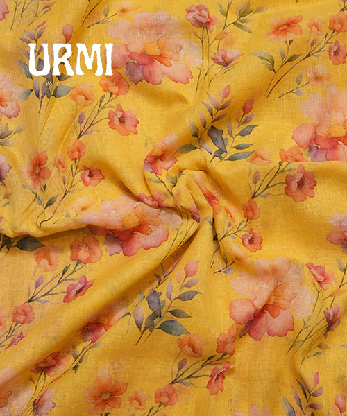 PURE LINEN SAREE WITH ALLOVER DIGITAL PRINT – Lightweight & Comfortable