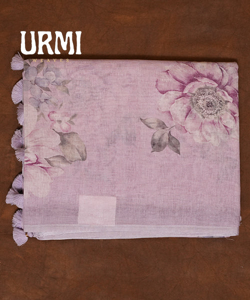 PURE LINEN SAREE WITH ALLOVER DIGITAL PRINT – Lightweight & Comfortable