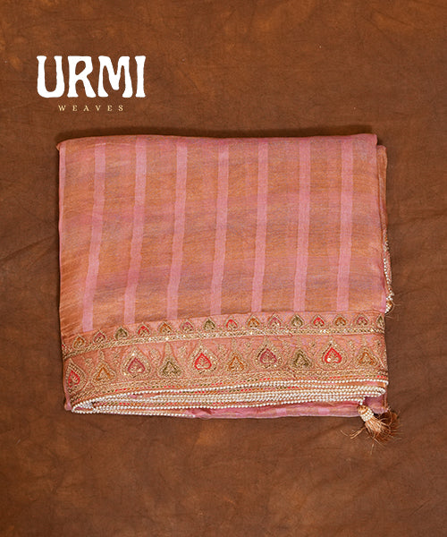 GOLD PURE TISSUE ORGANZA SILK SAREE