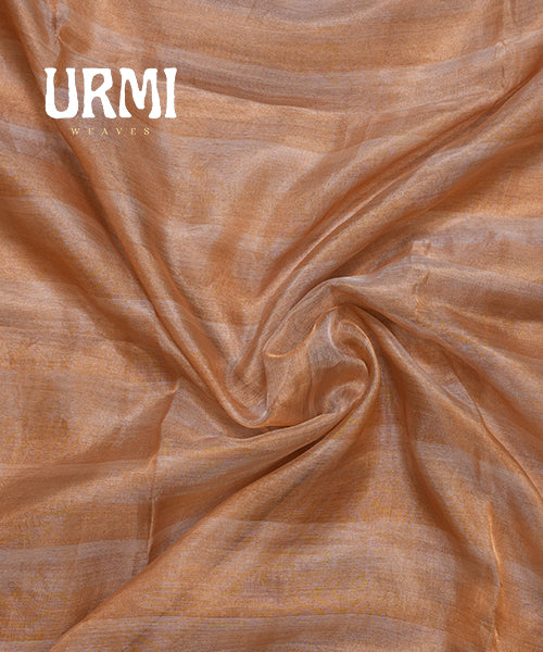 PEACH & WHITE  PURE TISSUE ORGANZA SILK SAREE