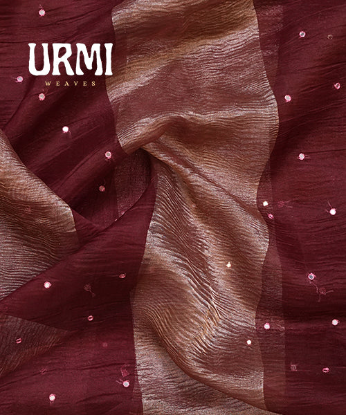 WINE PURE BENARAS CRUSHED GEORGETTE SAREE