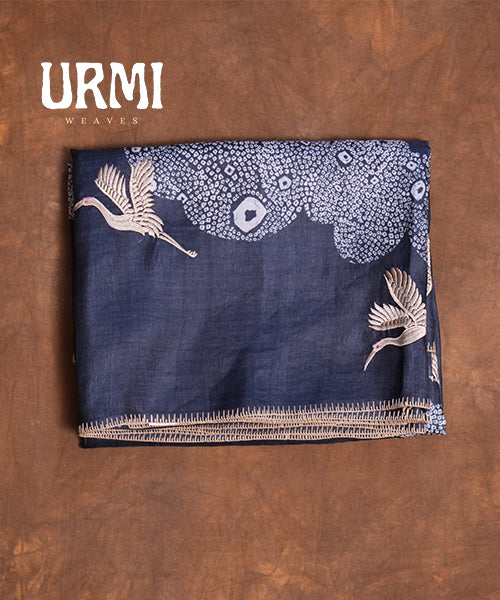 BLACK - PURE HANDLOOM TUSSAR WORK SAREE