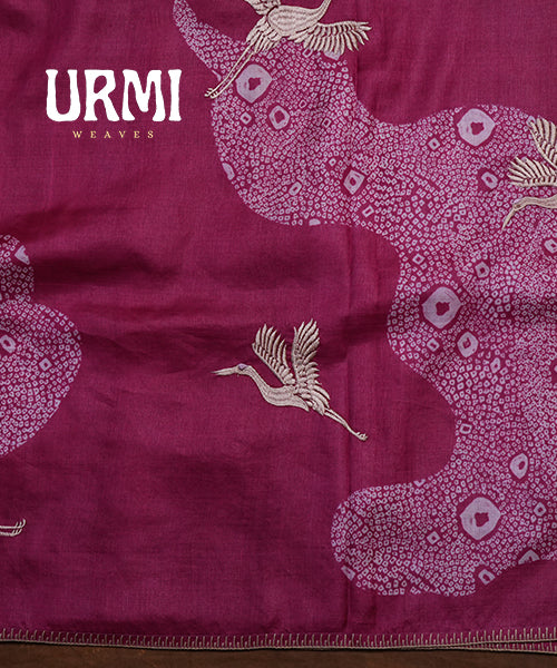 MEGANTA PINK  - PURE HANDLOOM TUSSAR WORK SAREE