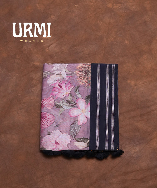 ONION PINK & NAVY BLUE - PURE SILK COTTON WITH ALLOVER DIGITAL PRINTED