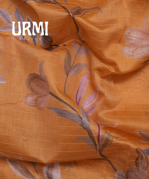 YELLOW & MAROON - PURE SILK COTTON WITH ALLOVER DIGITAL PRINTED