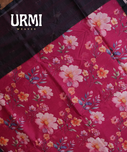 PINK & BLACK - PURE SILK COTTON WITH ALLOVER DIGITAL PRINTED