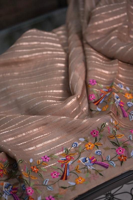 Pure Kora Organza Saree with Petit Point Work