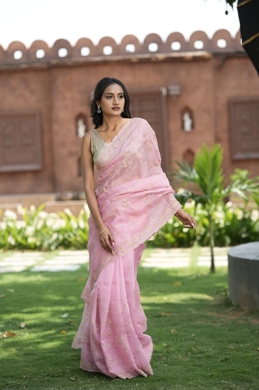 PINK - PURE TUSSAR SAREE WITH ALLOVER PITA WORK